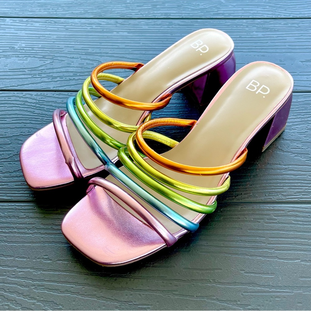 BP, rainbow sandals